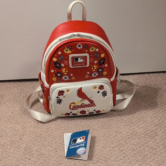 Loungefly MLB St. Louis Cardinals Floral Embroidered Mini Backpack - Picture 3 of 11